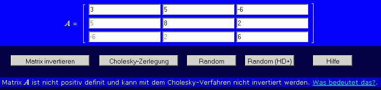 Fehlversuch bei einer Cholesky-Zerlegung