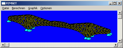 FEM-Modell (3D-Fachwerk) einer Brückenkonstruktion