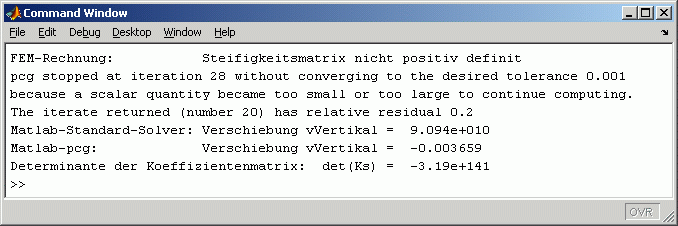 Ergebnis der Berechnung mit dem fehlerhaften FEM-Modell